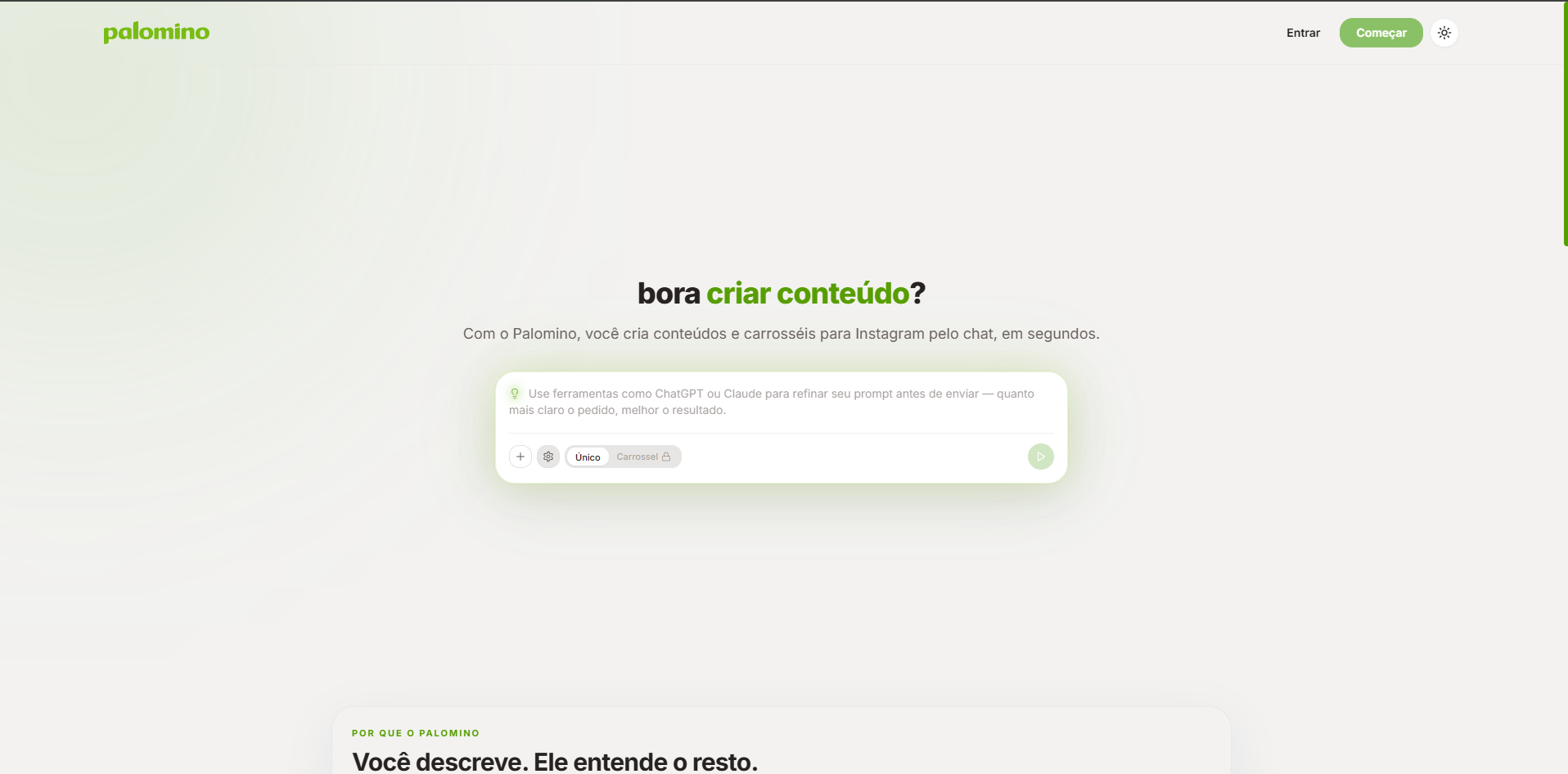 Interface do Palomino desenvolvido pela GVP